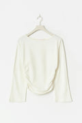 Y ruched long sleeve top - Blanc cassé