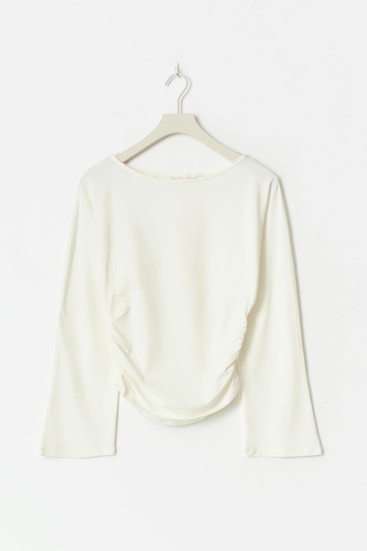 Y ruched long sleeve top - Blanc cassé
