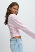 Y ruched long sleeve top - Rose