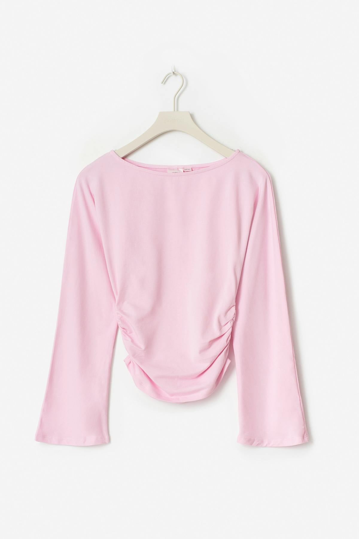 Y ruched long sleeve top - Rose