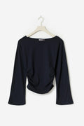 Y ruched long sleeve top - Navy blazer