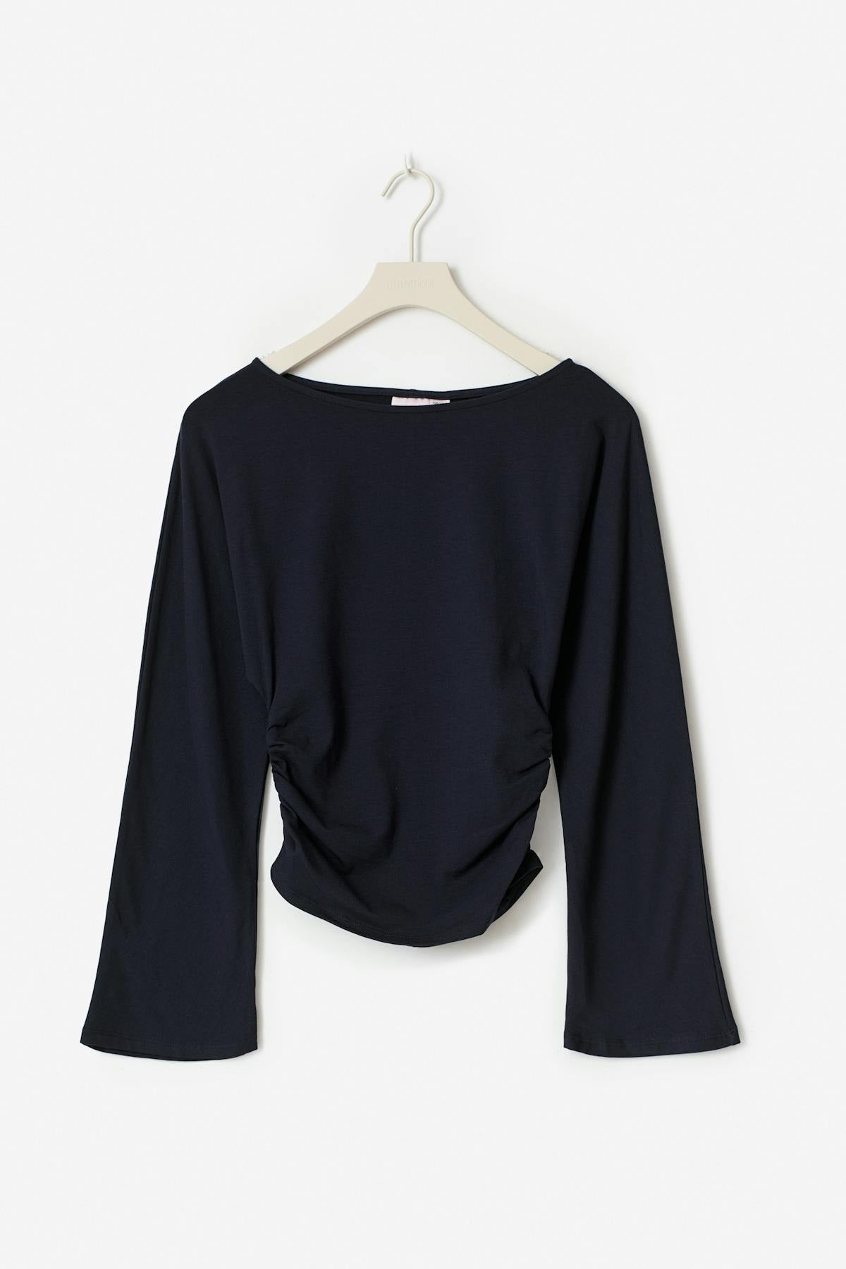 Y ruched long sleeve top - Navy blazer