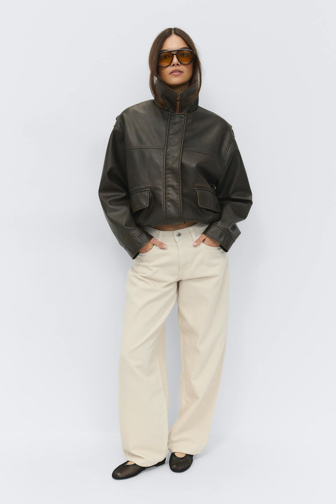 Baggy-crush jeans - Butter yellow
