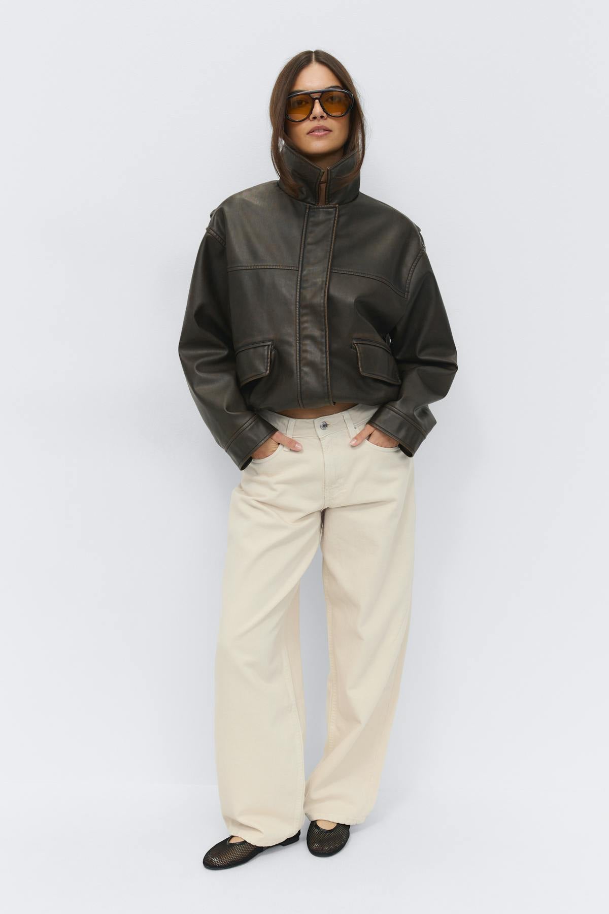 Baggy-crush jeans - Butter yellow