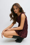 Y sequin open back dress - Rouge foncé