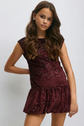 Y sequin open back dress - Rouge foncé
