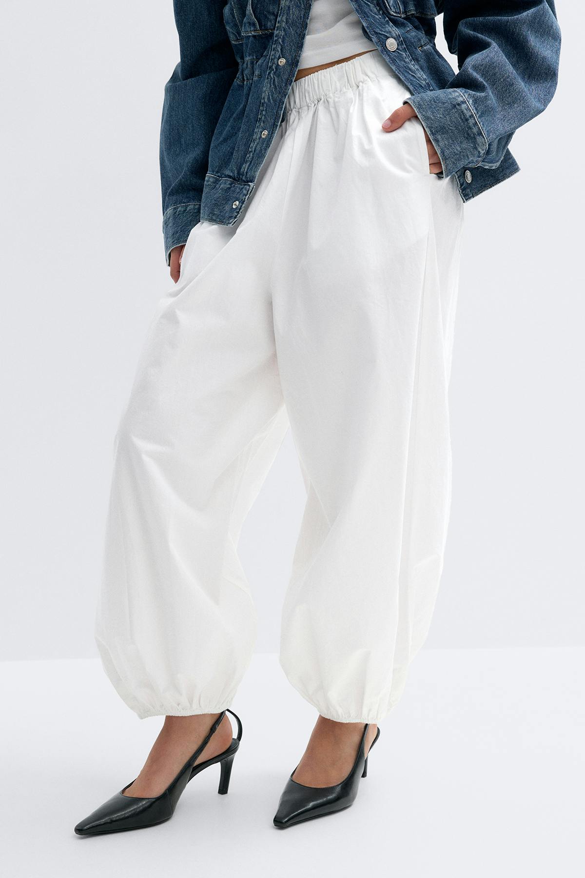 Mid waist balloon trousers - Blanc