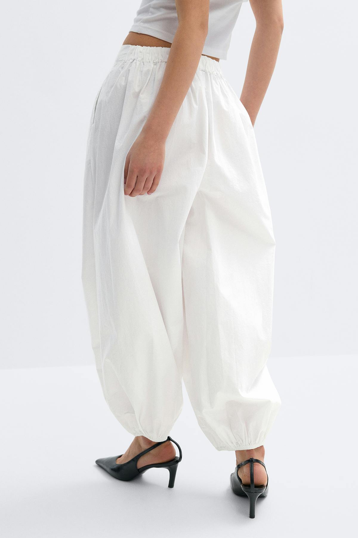 Mid waist balloon trousers - Blanc