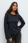 Tie back long sleeve top - Blanc cassé