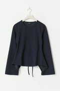 Tie back long sleeve top - Navy blazer