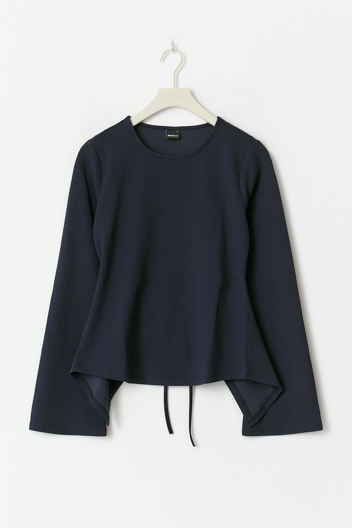 Tie back long sleeve top - Navy blazer