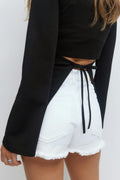 Tie back long sleeve top - Noir