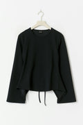 Tie back long sleeve top - Noir