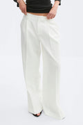 Mid waist pleated trousers - Blanc