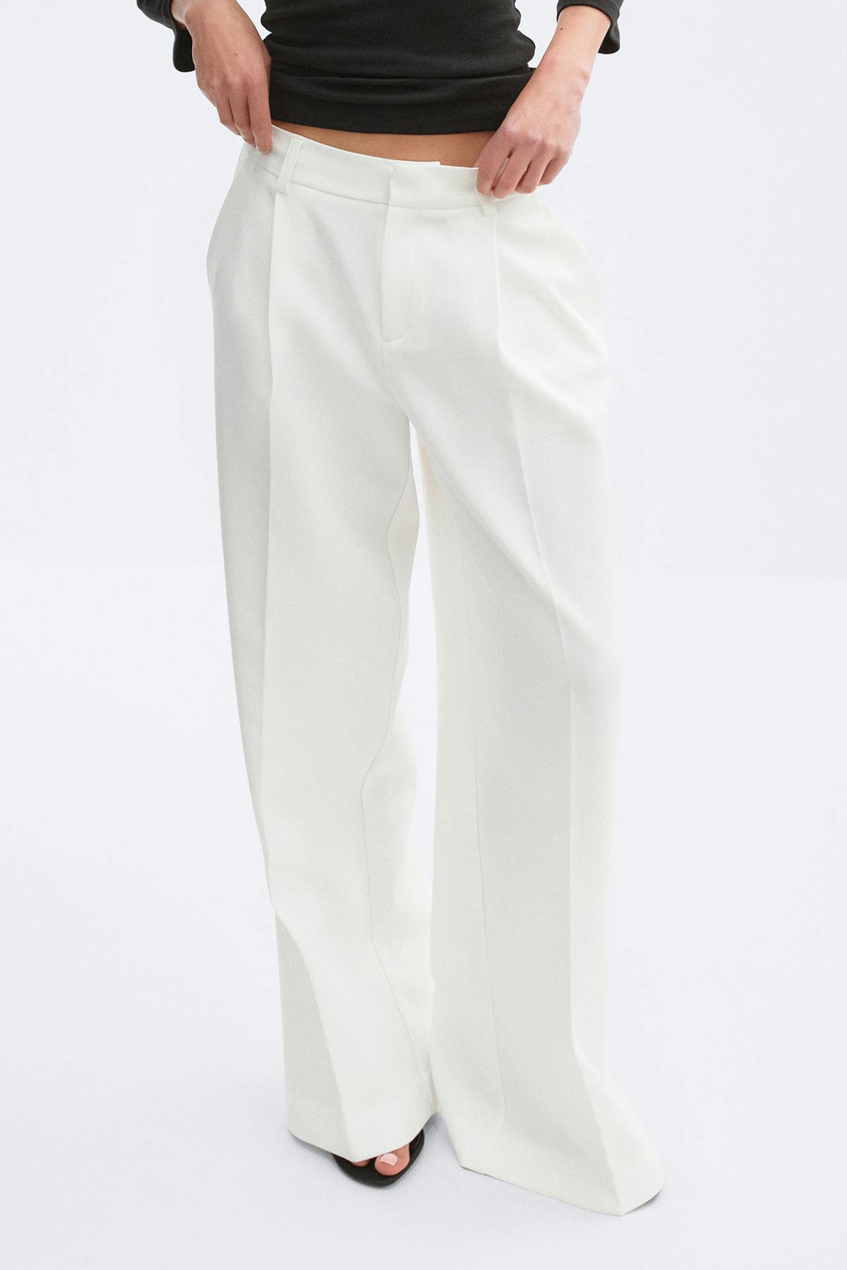 Mid waist pleated trousers - Blanc