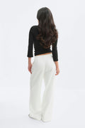 Mid waist pleated trousers - Blanc