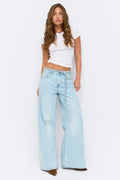 Twisted wide jeans - Blanc cassé