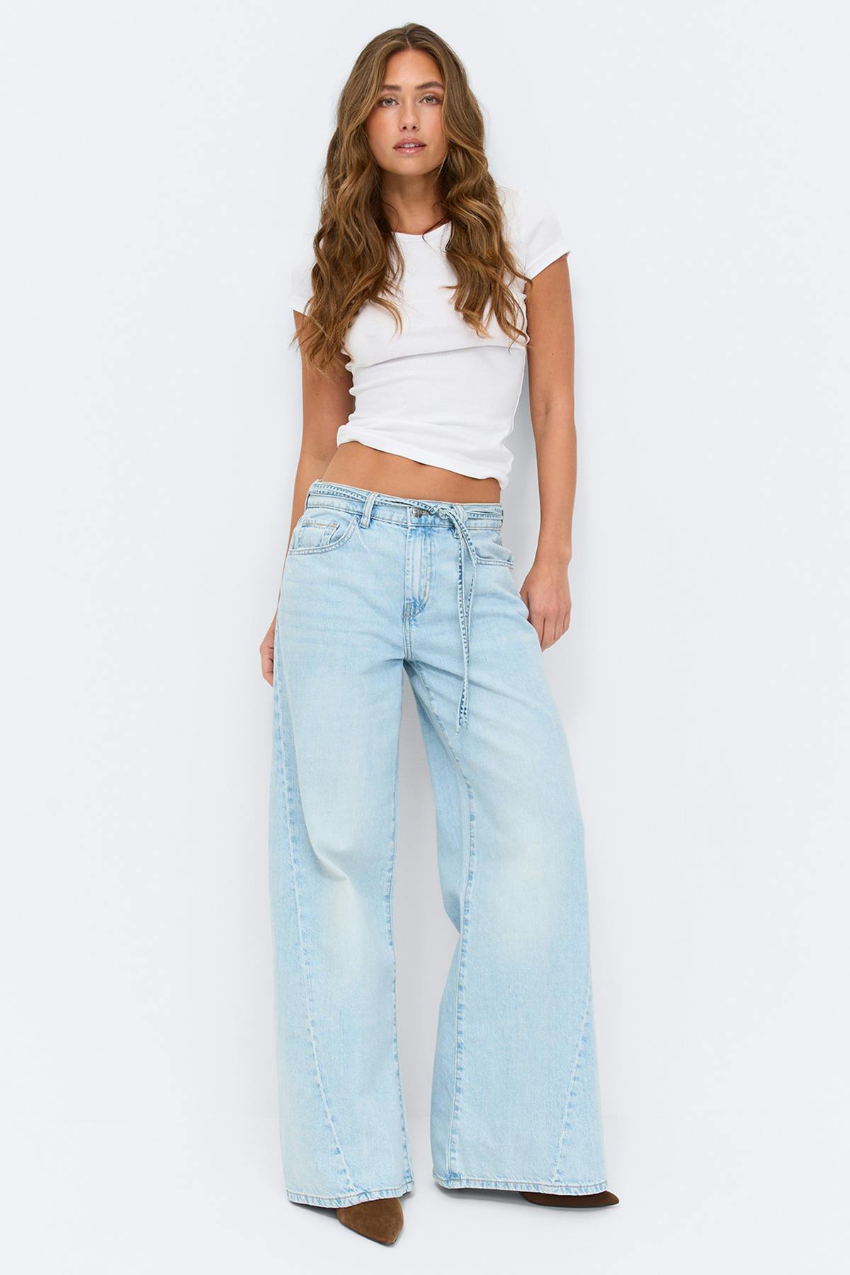 Twisted wide jeans - Blanc cassé