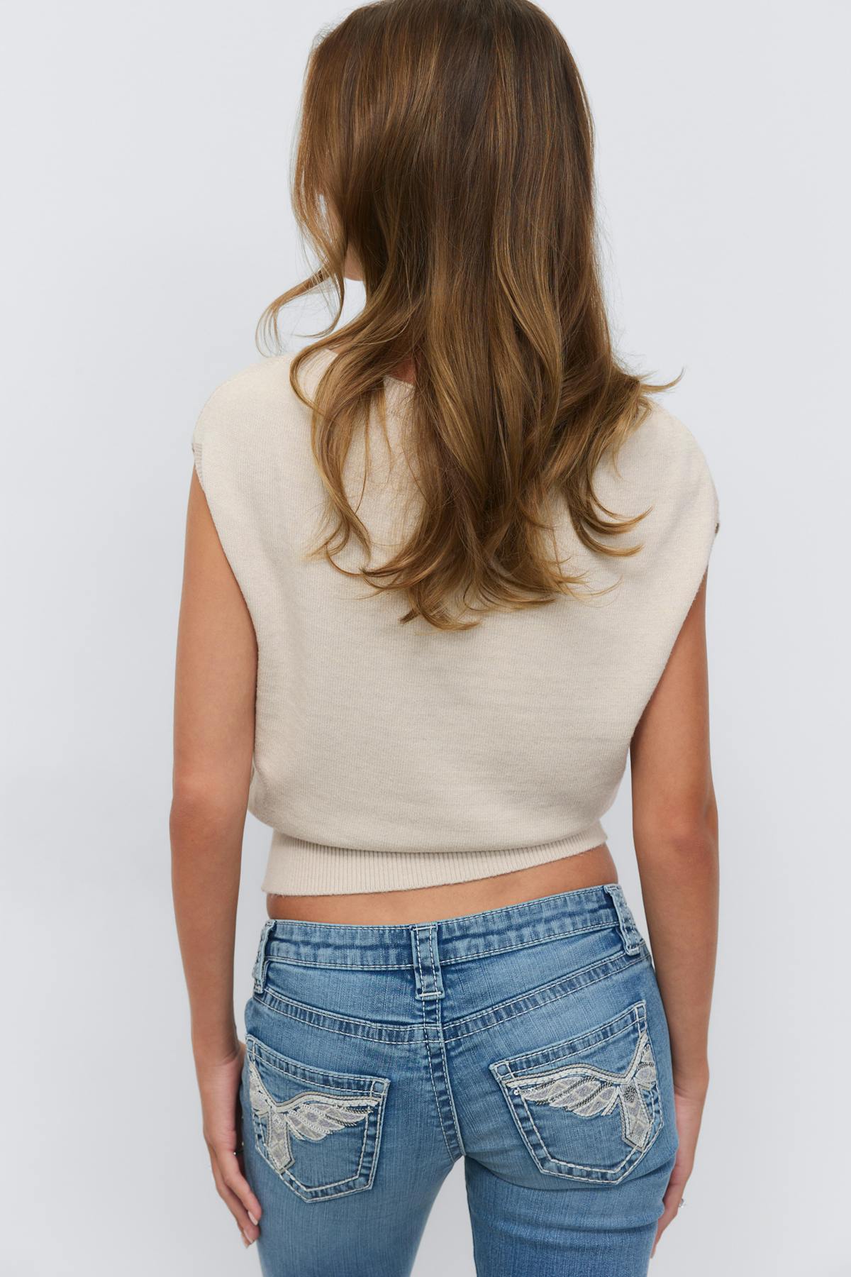 14+ knitted cape top - Beige clair