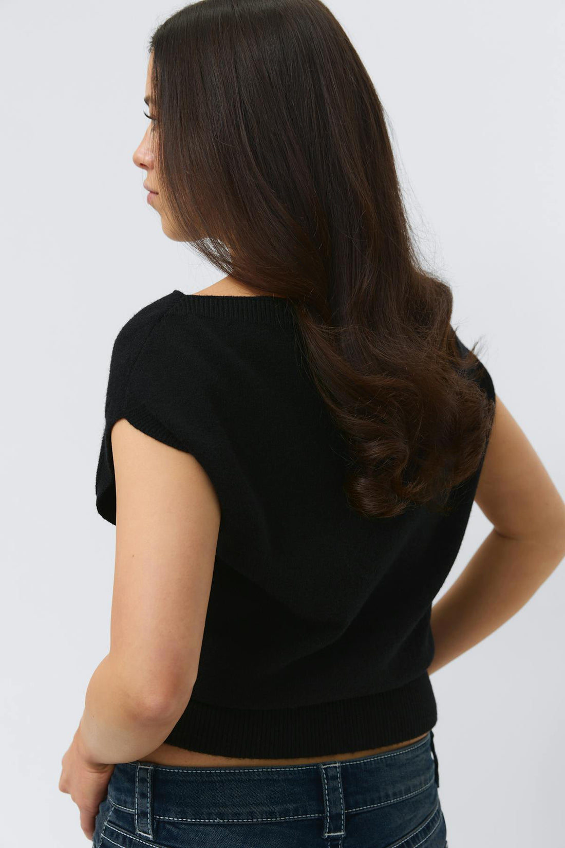 14+ knitted cape top - Noir