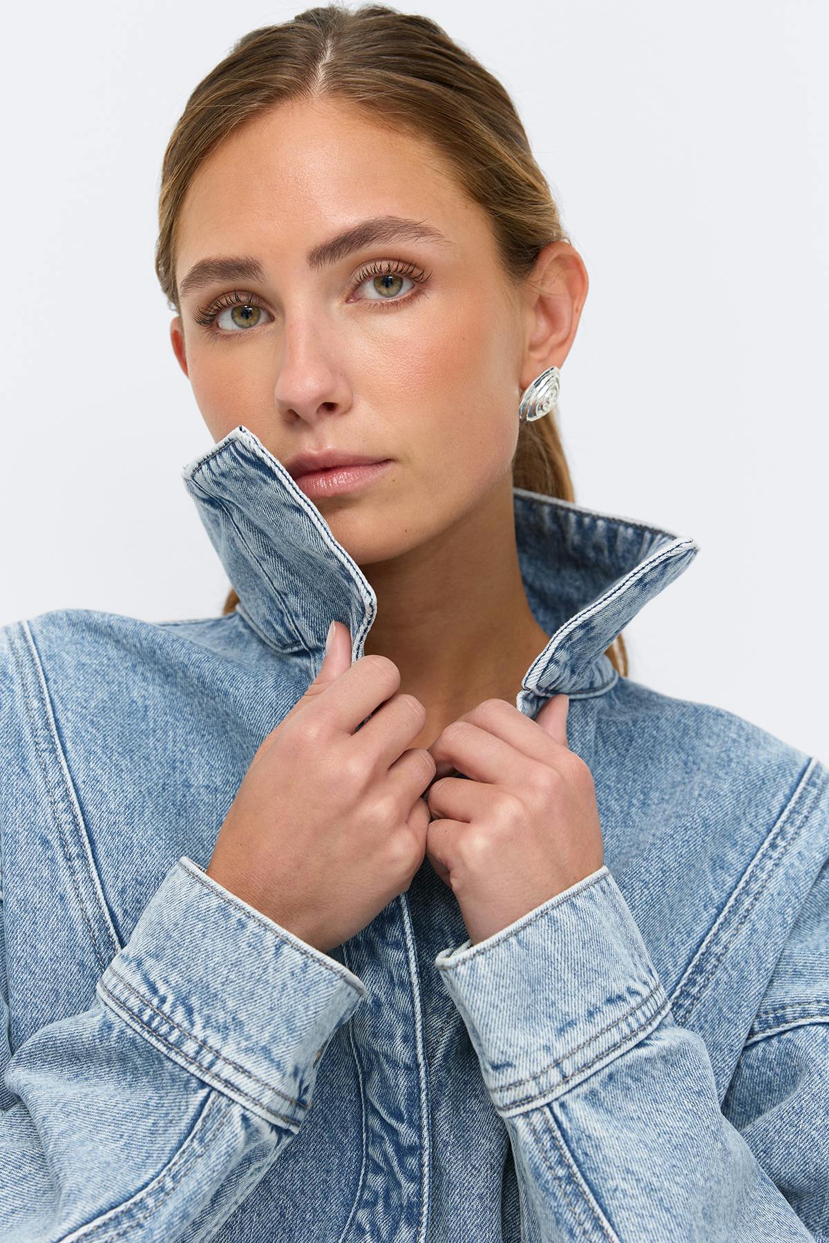 Sculpted denim jacket - Cold blue