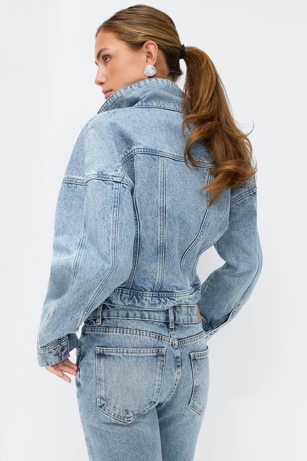 Sculpted denim jacket - Cold blue