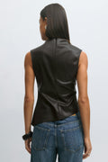 Drapy pu tank - Marron foncé