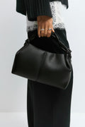 Small braided top handle bag - Noir