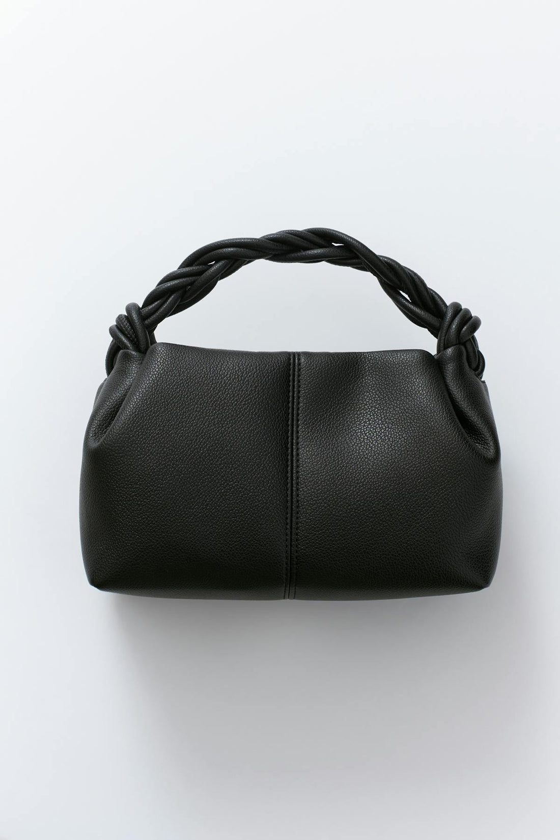 Small braided top handle bag - Noir