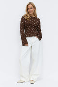 Long sleeve smock top - Pink dot