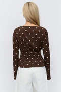 Long sleeve smock top - Pink dot