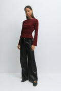Long sleeve smock top - Pomegranate/dot