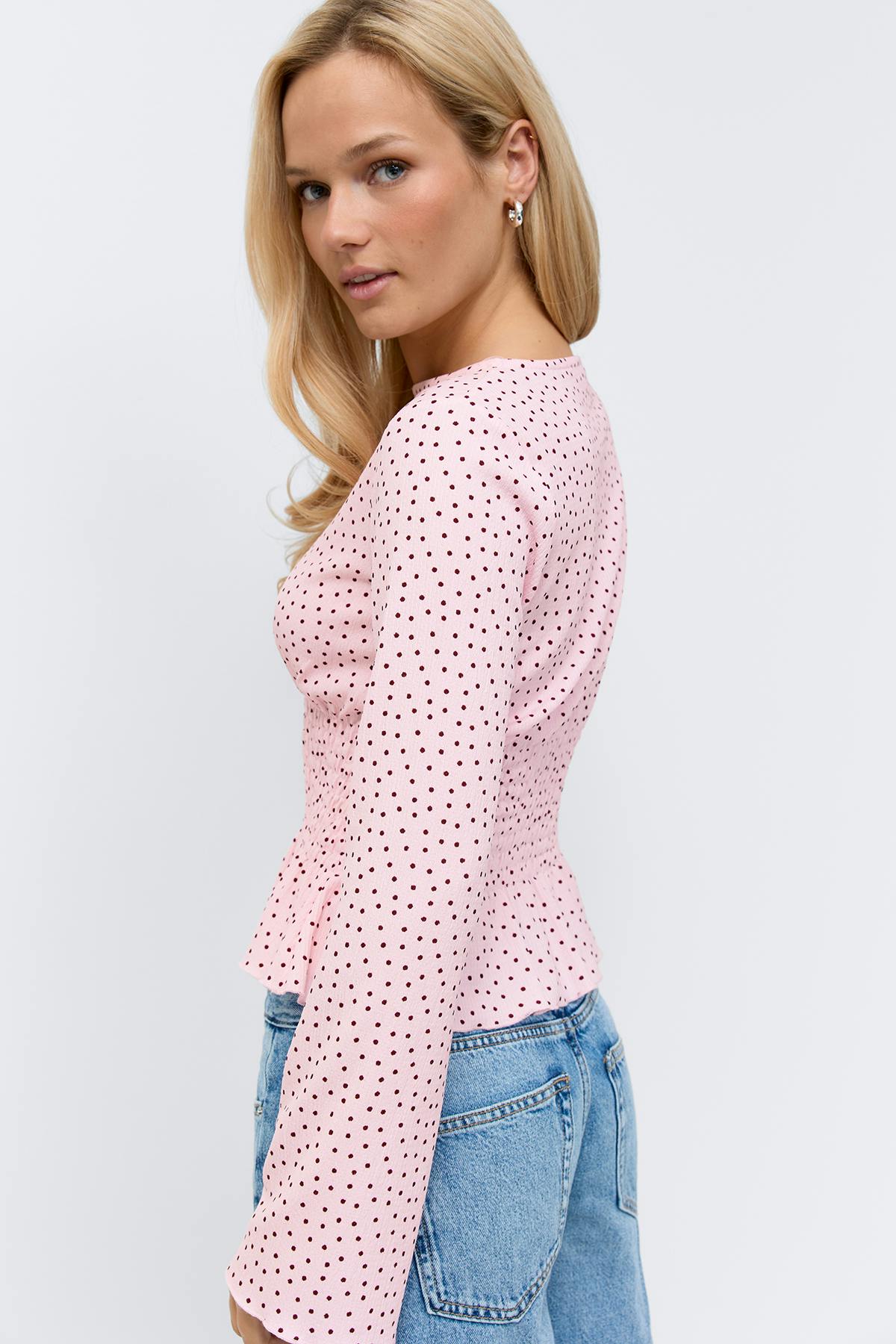 Long sleeve smock top - Noir