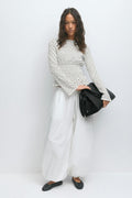 Long sleeve smock top - Brown dot aop