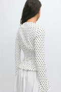 Long sleeve smock top - Brown dot aop
