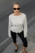 Long sleeve smock top - Black dot