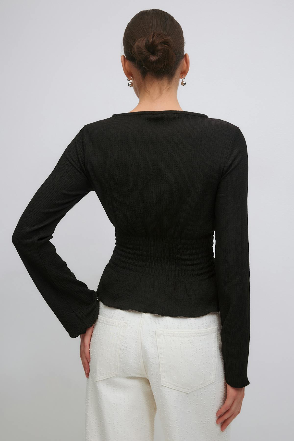 Long sleeve smock top - Pomegranate/dot
