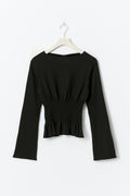 Long sleeve smock top - Noir