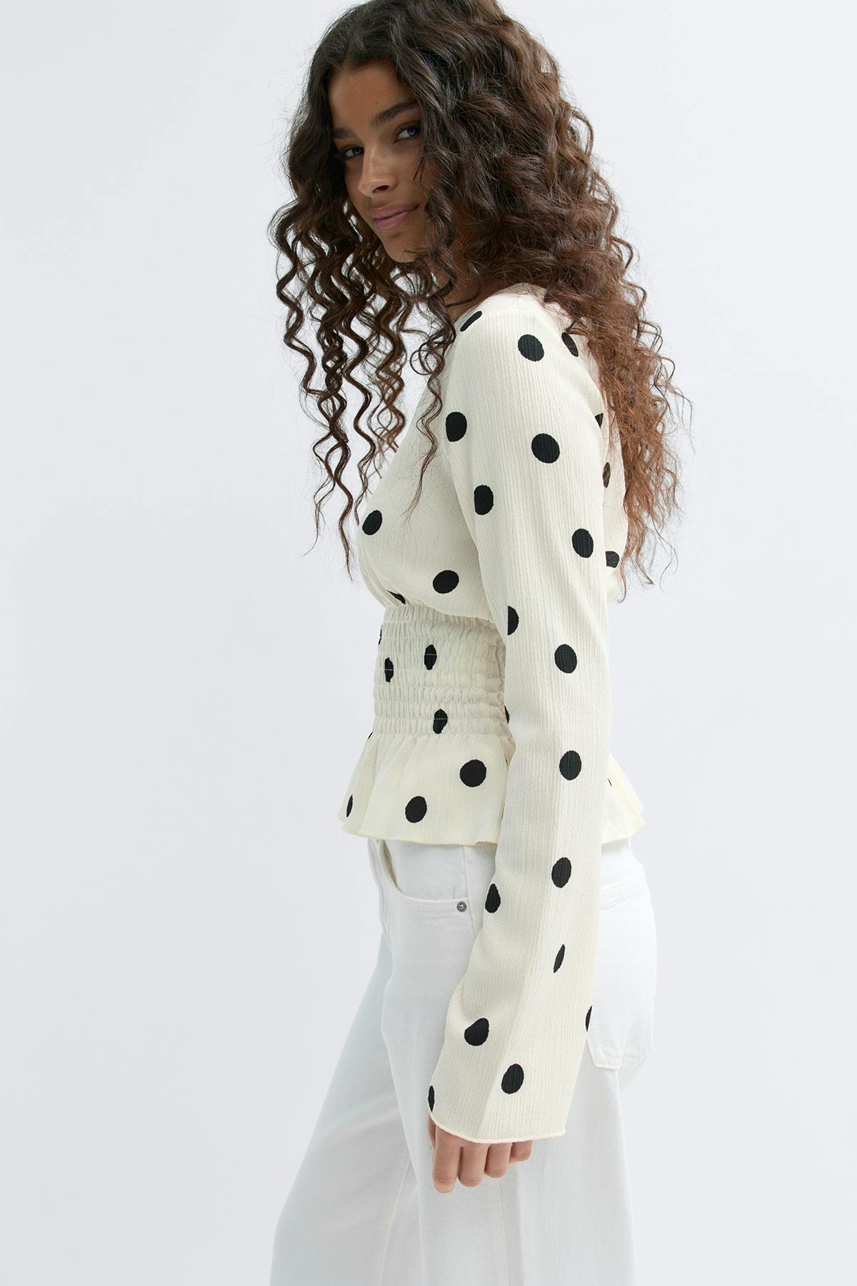Long sleeve smock top - Ab crystal