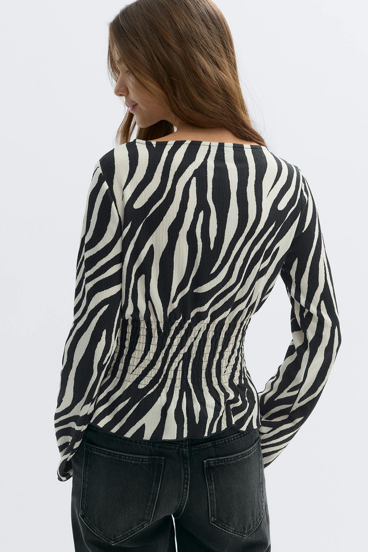 Long sleeve smock top - Ab crystal