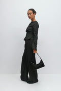 Long sleeve smock top - Black dot