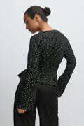 Long sleeve smock top - Black dot