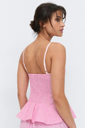 Peplum loungewear top - Pink stripe
