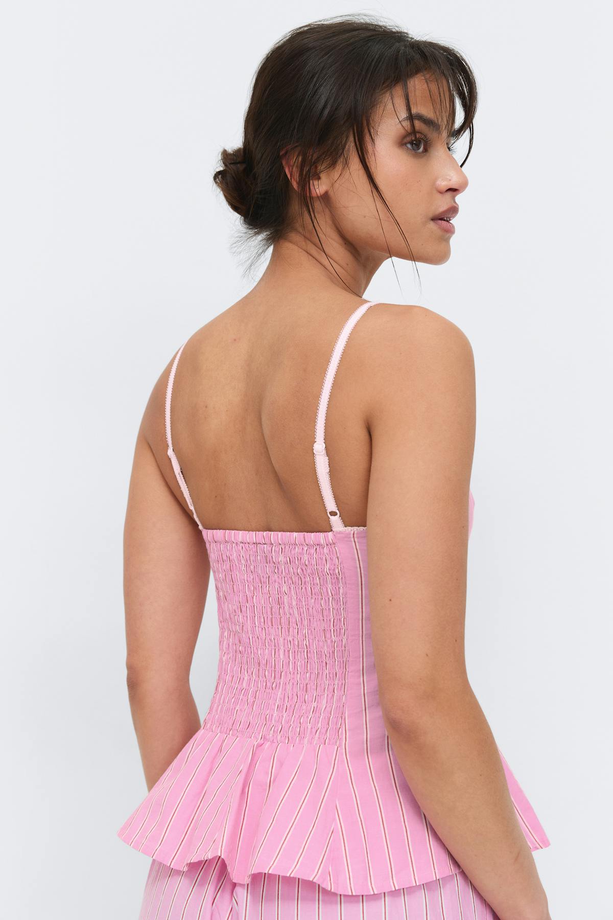 Peplum loungewear top - Pink stripe