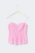 Peplum loungewear top - Pink stripe