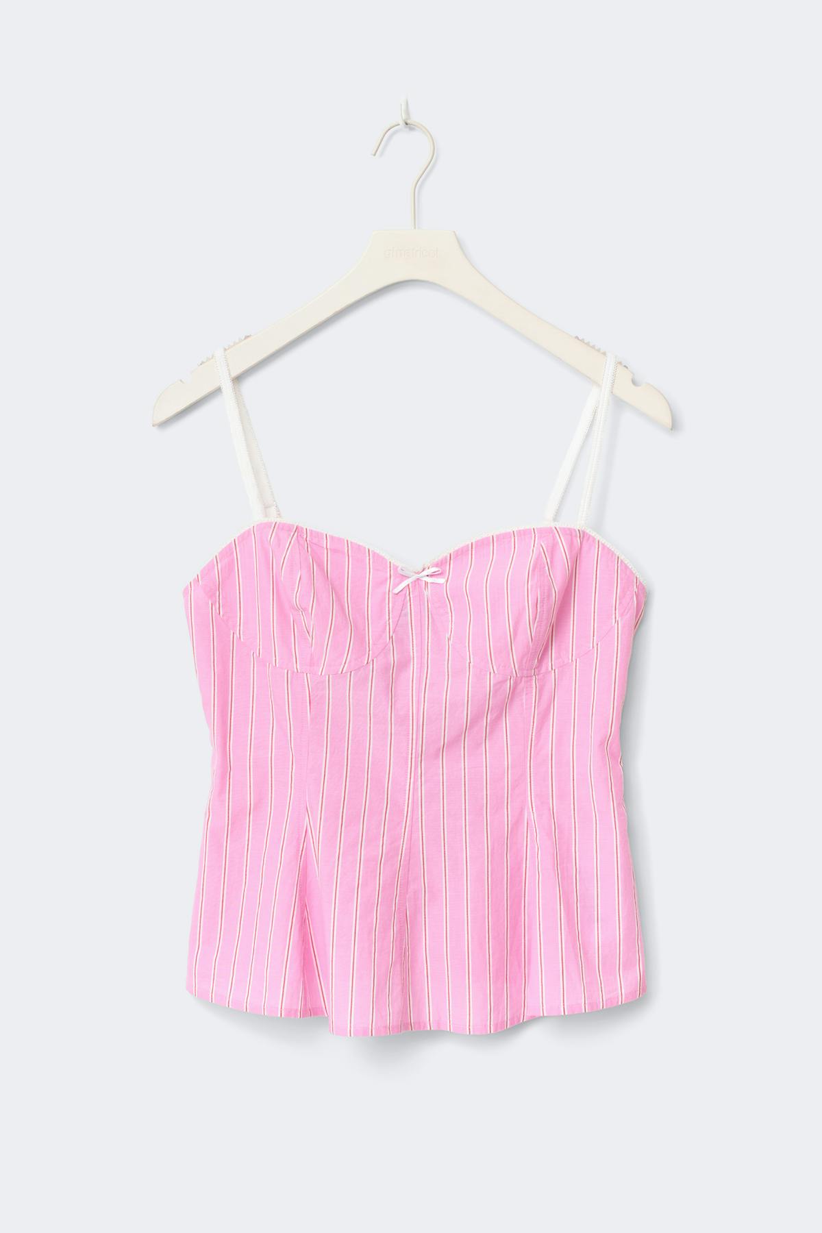Peplum loungewear top - Pink stripe