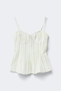 Peplum loungewear top - Green stripe