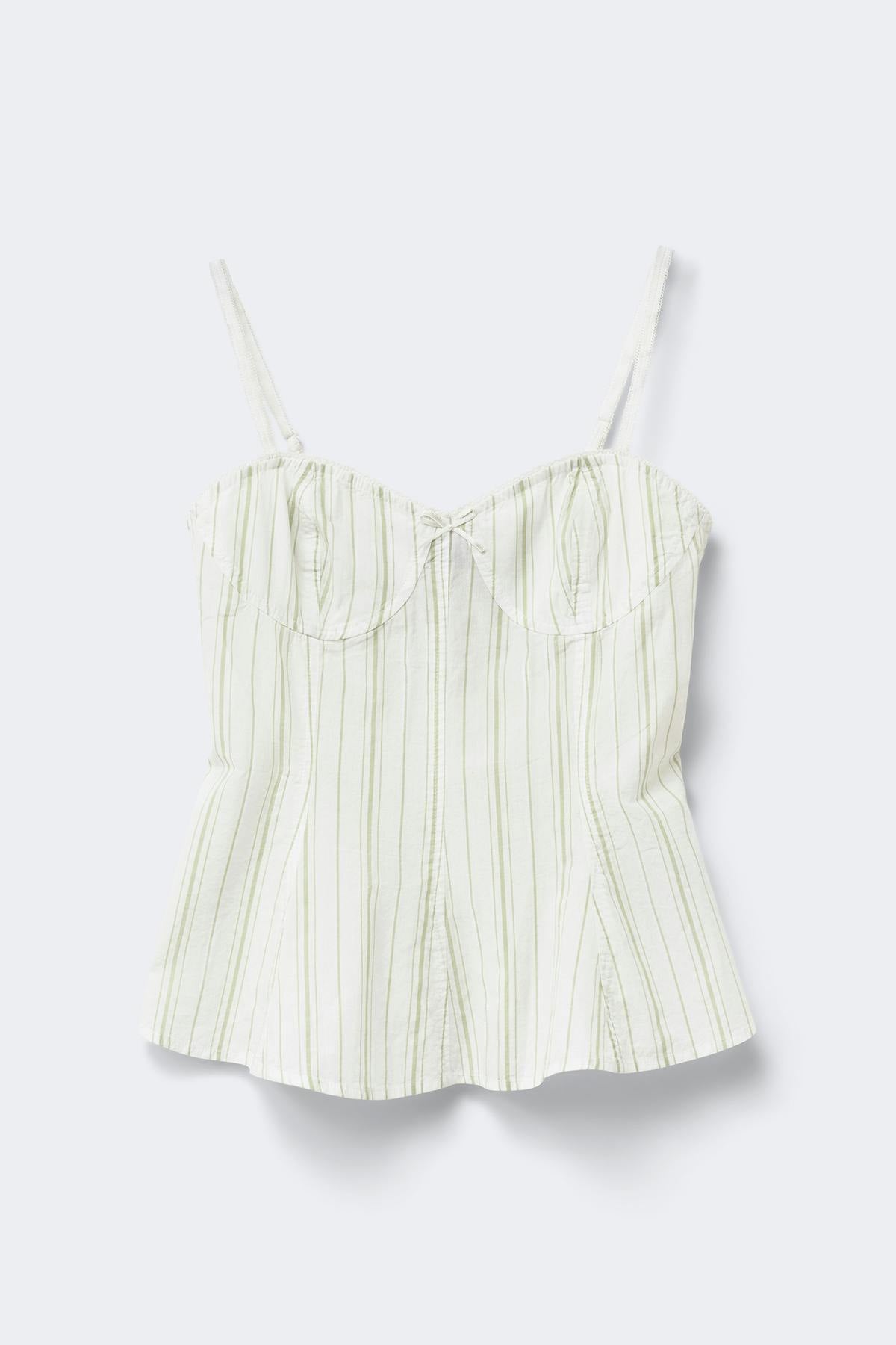 Peplum loungewear top - Green stripe