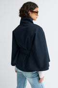 Short cape trench jacket - Bleu marine