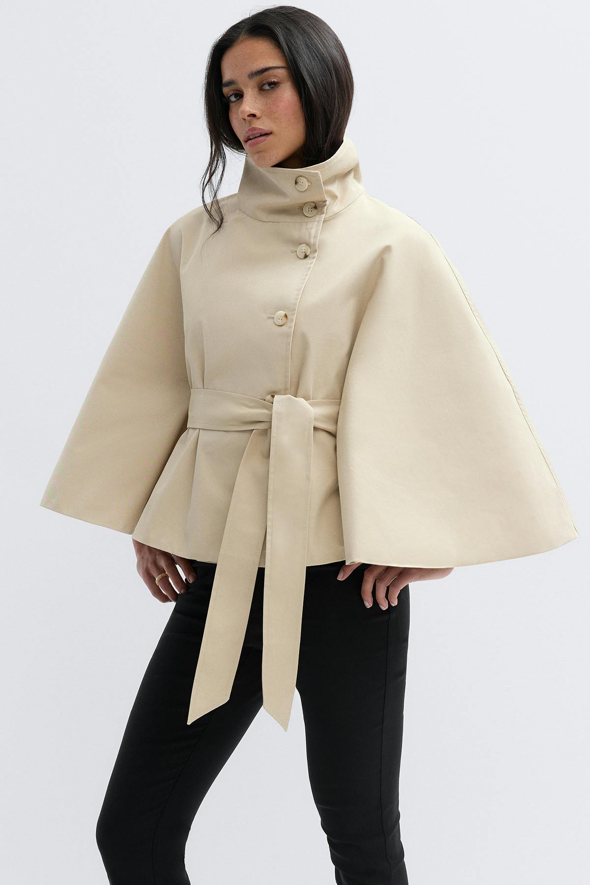 Short cape trench jacket - Beige clair